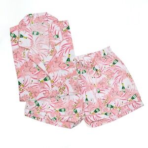 Pink Flamingo Print Women's Pajama Set